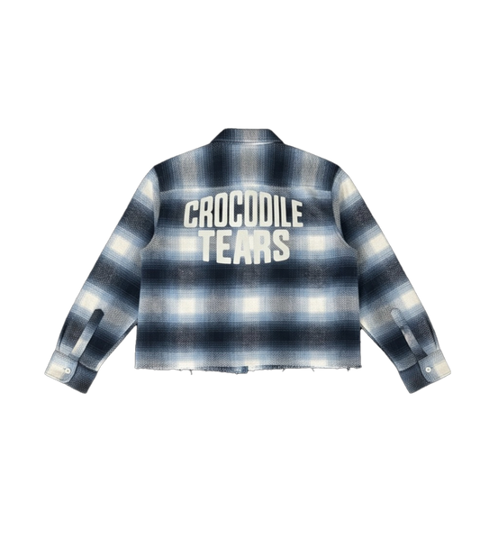 FLANNEL OVERSHIRT WITH RHINESTONES - BLUE