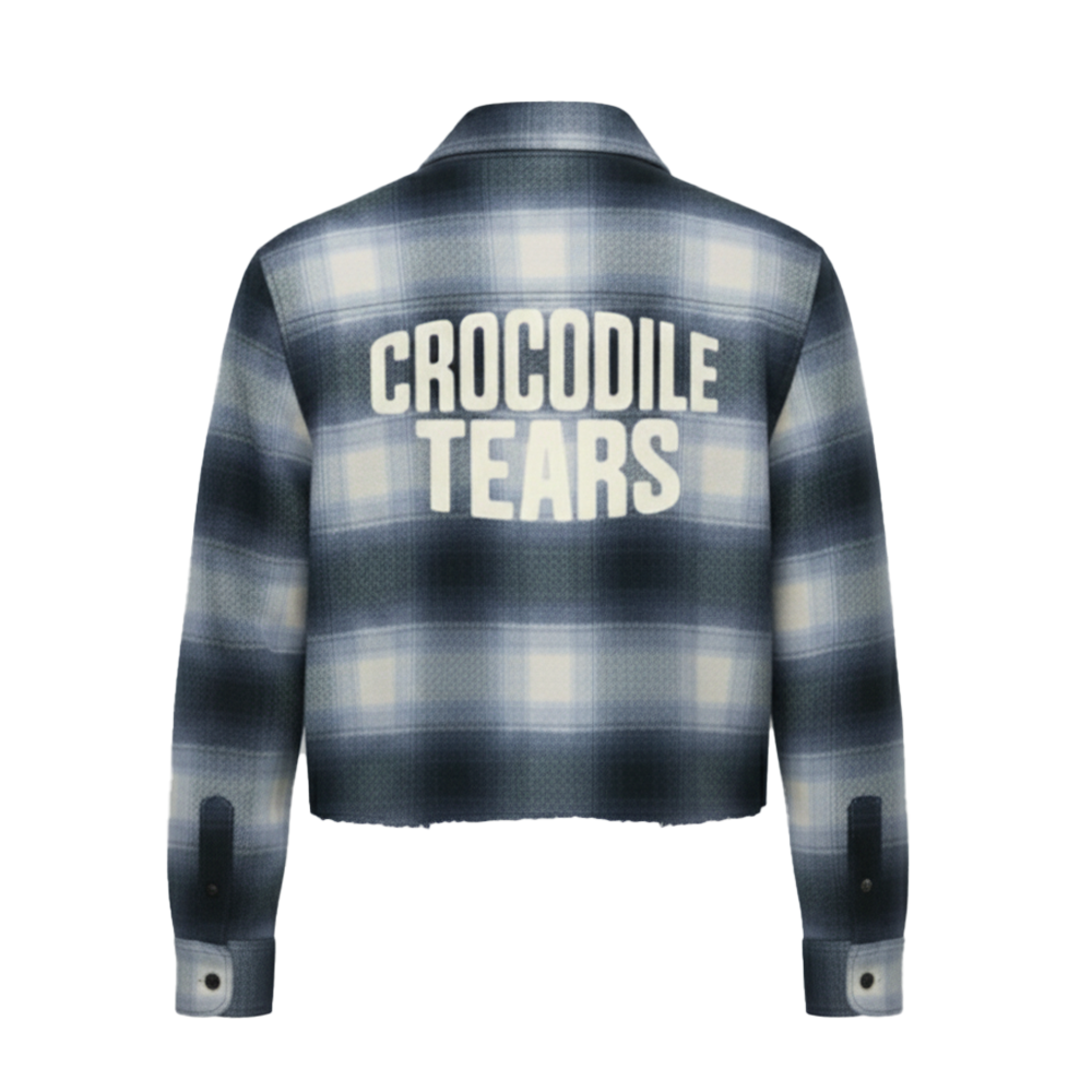 FLANNEL OVERSHIRT WITH RHINESTONES - BLUE
