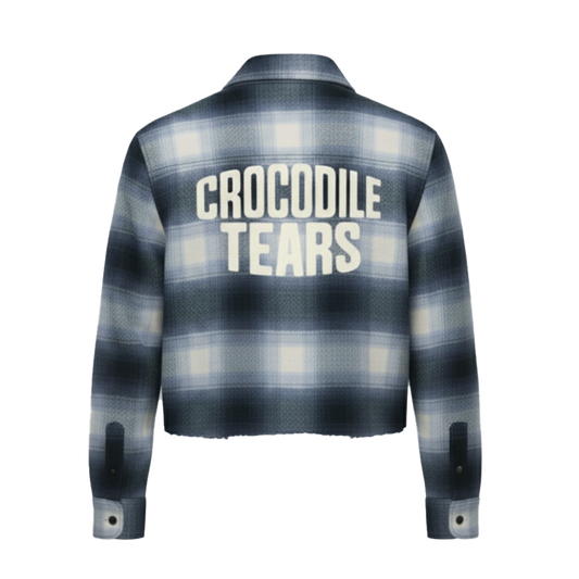 FLANNEL OVERSHIRT WITH RHINESTONES - BLUE