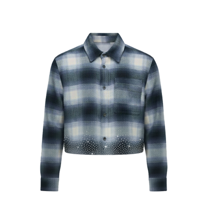 FLANNEL OVERSHIRT WITH RHINESTONES - BLUE