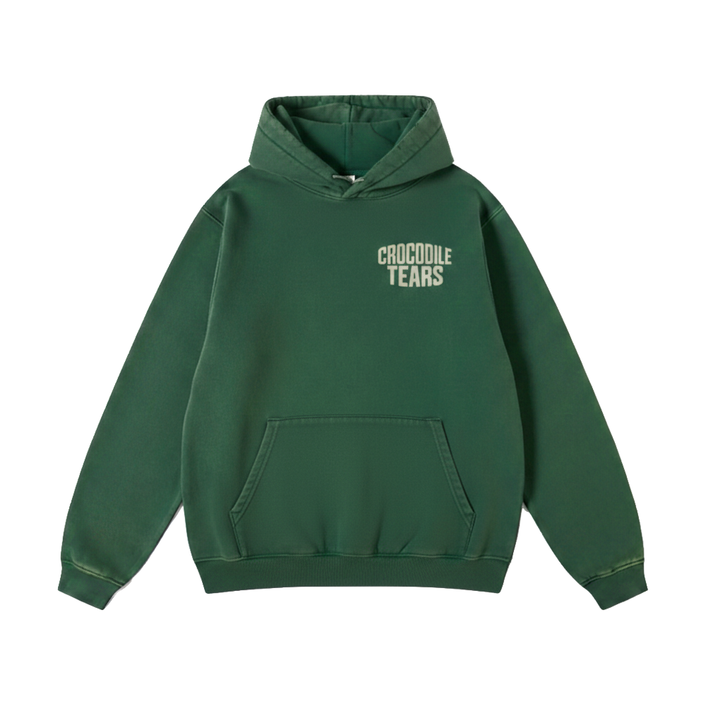 CROCODILE TEARS - STONEWASH GREEN HOODIE